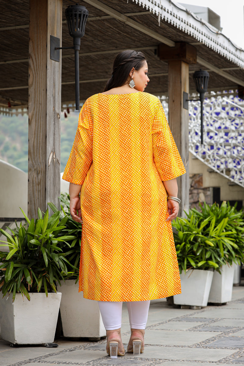 Buy JABAMA® Women Cotton Leheriya Printed M Size Kurti Red at Amazon.in